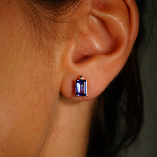 Boucles d'oreilles Royal Twilight - Boucles d'oreilles en or jaune, tanzanites et diamants 58 Facettes E021