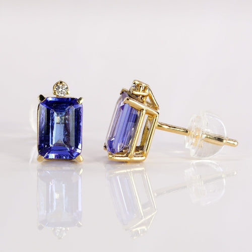 Boucles d'oreilles Royal Twilight - Boucles d'oreilles en or jaune, tanzanites et diamants 58 Facettes E021