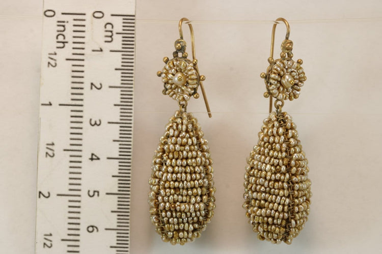 Boucles d'oreilles Boucles d'oreilles anciennes en or 14K et perles naturelles 58 Facettes 7710