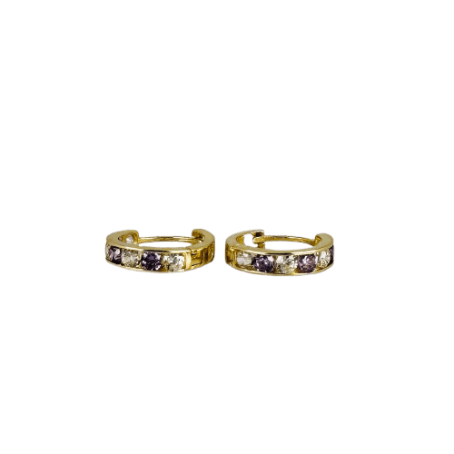 Boucles d'oreilles Boucles d'oreilles en or jaune, saphirs violets et blancs 58 Facettes 2604012
