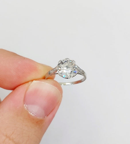 Bague 51 Art déco - Bague solitaire en platine, diamant taille ancienne 1,50 ct 58 Facettes A07299
