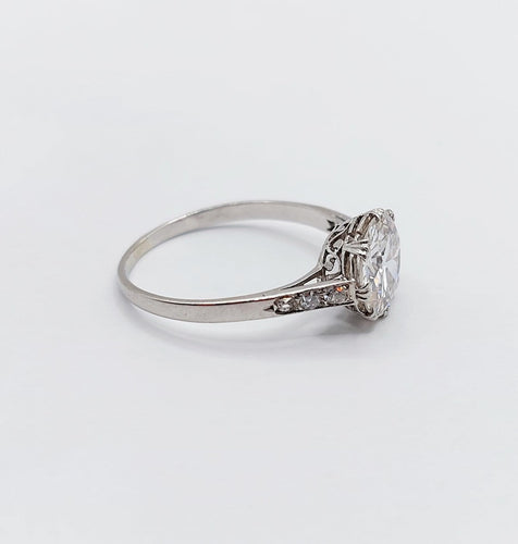 Bague 51 Art déco - Bague solitaire en platine, diamant taille ancienne 1,50 ct 58 Facettes A07299