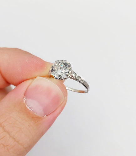 Bague 51 Art déco - Bague solitaire en platine, diamant taille ancienne 1,50 ct 58 Facettes A07299