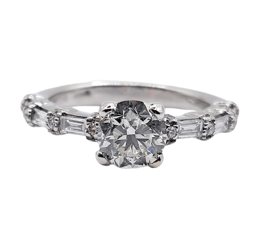 Bague 48 Art déco - Bague solitaire en or blanc 18k et diamants 58 Facettes A07315