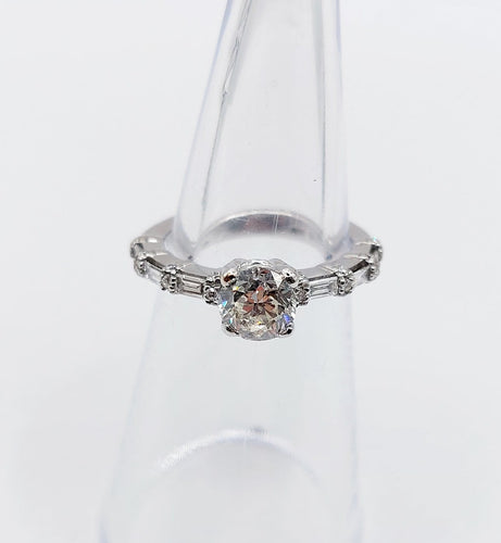 Bague 48 Art déco - Bague solitaire en or blanc 18k et diamants 58 Facettes A07315