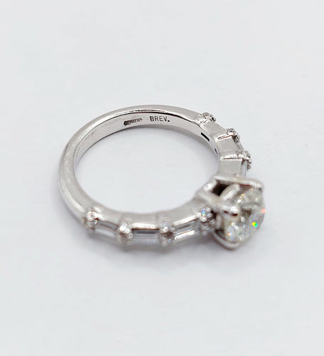 Bague 48 Art déco - Bague solitaire en or blanc 18k et diamants 58 Facettes A07315