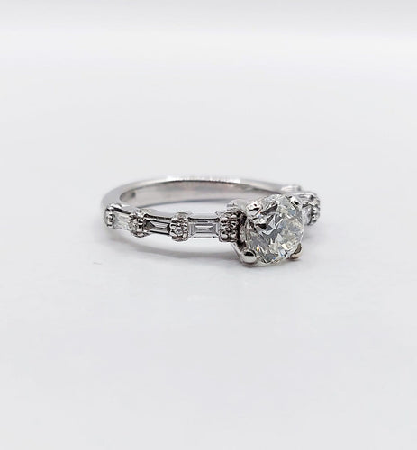 Bague 48 Art déco - Bague solitaire en or blanc 18k et diamants 58 Facettes A07315
