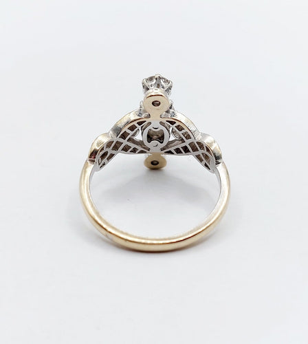 Bague 53.5 Bague marquise Art déco en or blanc 18k et diamants 58 Facettes A07308