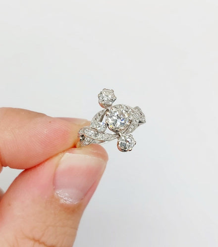Bague 53.5 Bague marquise Art déco en or blanc 18k et diamants 58 Facettes A07308