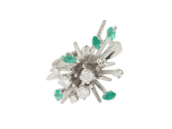 Bague 58 Bague en or blanc, émeraudes et diamants 58 Facettes 33303