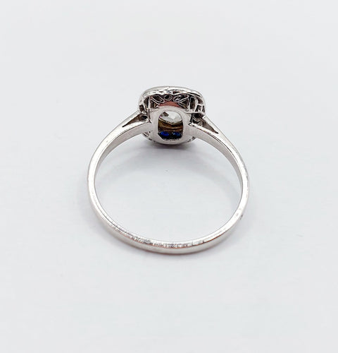 Bague 56 Bague Art déco en platine, diamant et saphirs 58 Facettes A07311