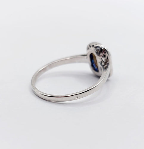 Bague 56 Bague Art déco en platine, diamant et saphirs 58 Facettes A07311