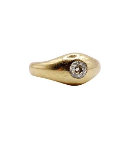 Bague 55.5 Bague jonc dôme antique en or 18k et diamant taille ancienne 58 Facettes A07312