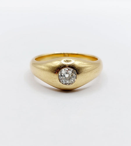 Bague 55.5 Bague jonc dôme antique en or 18k et diamant taille ancienne 58 Facettes A07312