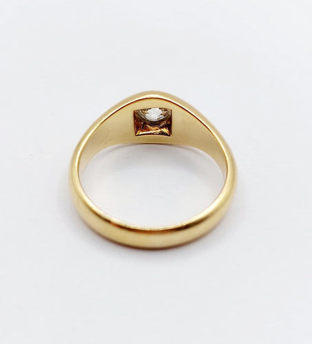 Bague 55.5 Bague jonc dôme antique en or 18k et diamant taille ancienne 58 Facettes A07312
