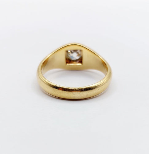 Bague 55.5 Bague jonc dôme antique en or 18k et diamant taille ancienne 58 Facettes A07312