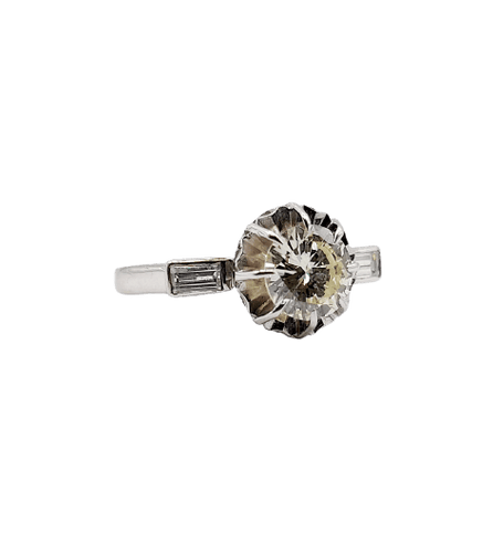 Bague 49 Bague solitaire Art déco en or blanc 18k et diamants 58 Facettes A07313