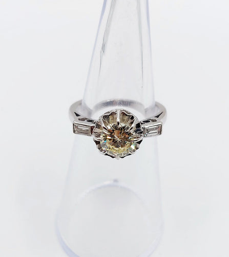 Bague 49 Bague solitaire Art déco en or blanc 18k et diamants 58 Facettes A07313