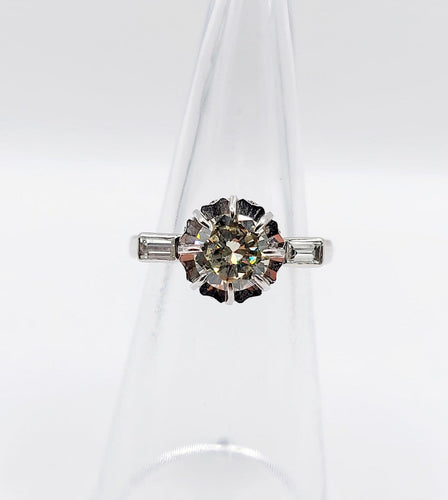 Bague 49 Bague solitaire Art déco en or blanc 18k et diamants 58 Facettes A07313