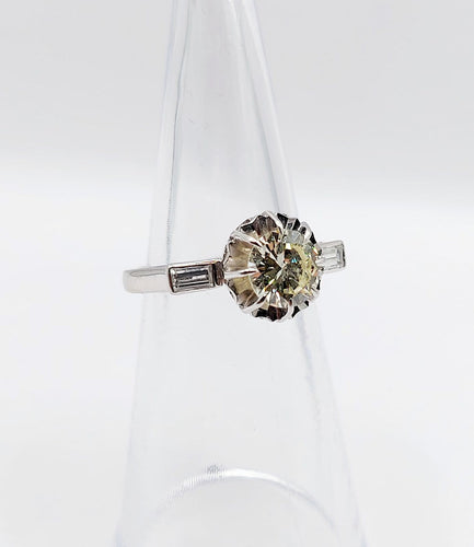 Bague 49 Bague solitaire Art déco en or blanc 18k et diamants 58 Facettes A07313