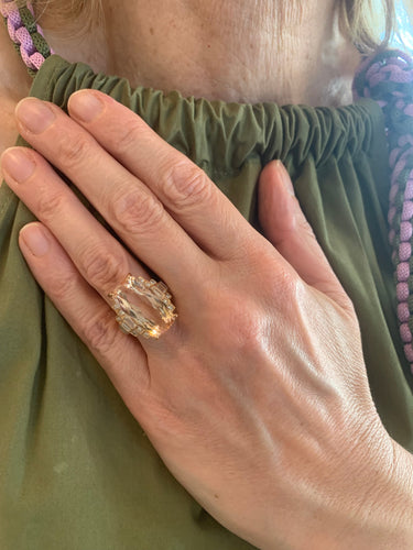Bague 54 Bague cocktail en or rose, morganite 15 ct et diamants 58 Facettes B397