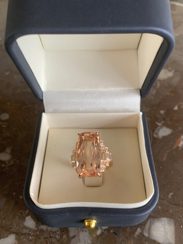 Bague 54 Bague cocktail en or rose, morganite 15 ct et diamants 58 Facettes B397