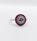Bague 51.5 Bague cible Art déco en or blanc, platine, diamant et rubis synthétiques 58 Facettes A07317