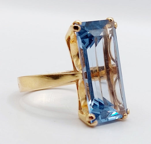Bague 51 Bague cocktail Art déco en or 18k et spinelle synthétique 58 Facettes A07320