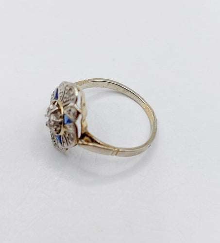 Bague 46 Bague marquise Art déco en or blanc 18K, platine, diamant et saphirs synthétiques 58 Facettes A07321