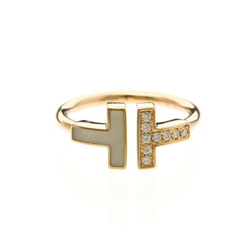 Bague 49 Tiffany & Co. T Wire - Bague en or rose, nacre et diamants 58 Facettes wir29b9tpm