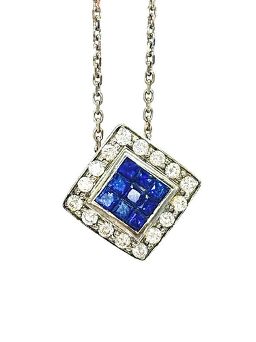 Collier Collier en or blanc, saphirs et diamants 58 Facettes 1690