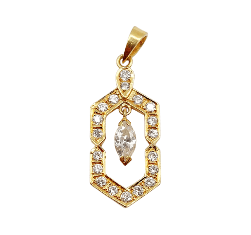 Pendentif Pendentif vintage hexagonal en or 18k et diamants 58 Facettes A07324