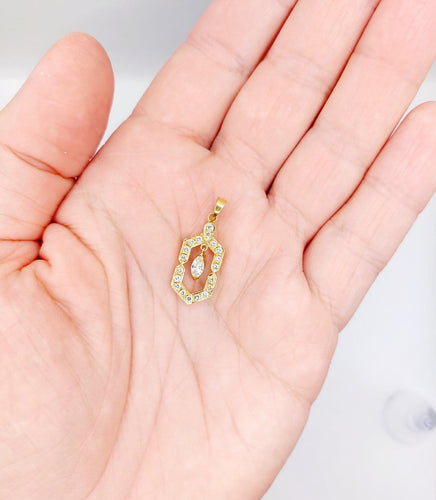 Pendentif Pendentif vintage hexagonal en or 18k et diamants 58 Facettes A07324