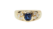 Bague Bague jonc en or jaune, spinelle bleu et diamants 58 Facettes 33040
