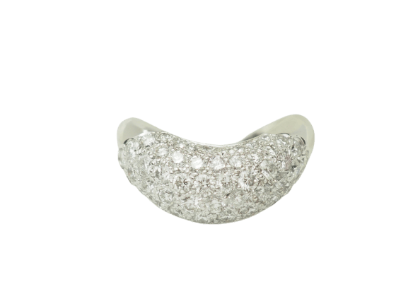 Bague 51 Bague vague pavée de diamants en or blanc 58 Facettes 33754