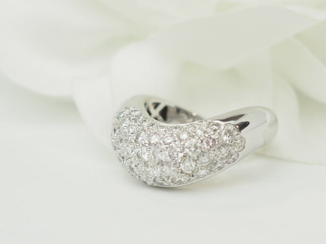 Bague 51 Bague vague pavée de diamants en or blanc 58 Facettes 33754