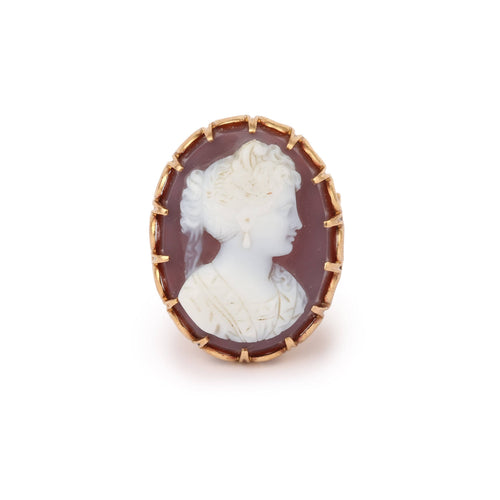 Bague 56 Bague ancienne camée agate en or jaune 18 carats 58 Facettes B400