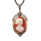 Pendentif Broche-pendentif Camée d'agate en argent, or jaune 18 carats et perles 58 Facettes C180