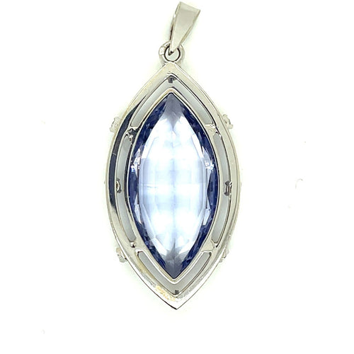 Pendentif Art déco - Pendentif en or blanc, diamants et saphir de synthèse 58 Facettes 01320