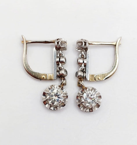 Boucles d'oreilles Dormeuses Art déco - Boucles d'oreilles en or blanc, platine et diamants 58 Facettes A07332