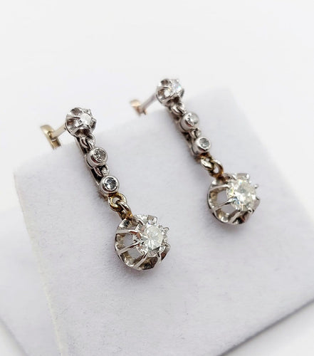 Boucles d'oreilles Dormeuses Art déco - Boucles d'oreilles en or blanc, platine et diamants 58 Facettes A07332