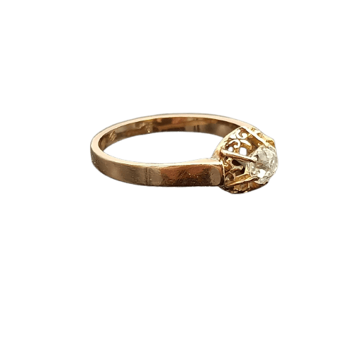 Bague 54 Bague solitaire XIXe en or 18K et diamant 58 Facettes SADD/310