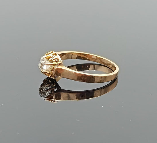 Bague 54 Bague solitaire XIXe en or 18K et diamant 58 Facettes SADD/310