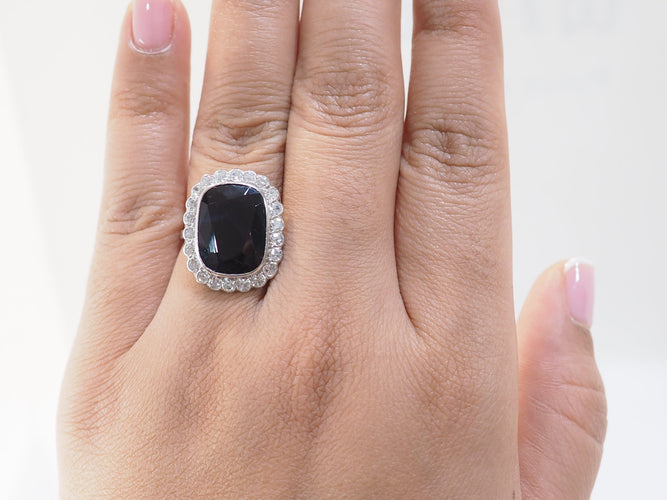 Bague 59 Pompadour - Bague en platine, saphir et diamants 58 Facettes 33307