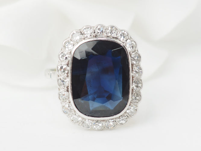 Bague 59 Pompadour - Bague en platine, saphir et diamants 58 Facettes 33307