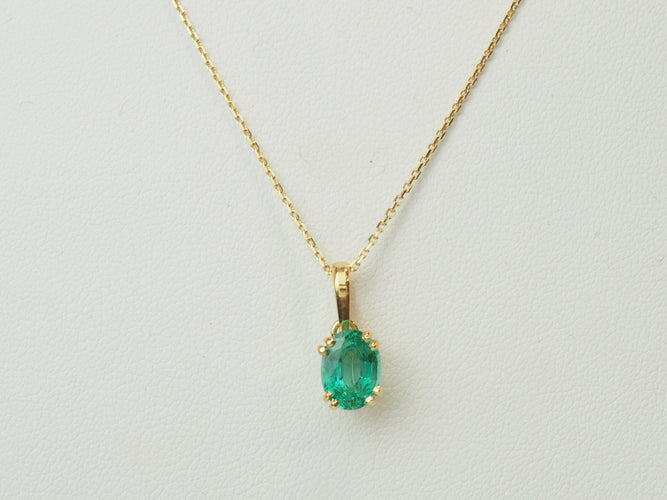 Pendentif Pendentif en or jaune et émeraude naturelle 1,23 ct 58 Facettes CLAL 0024