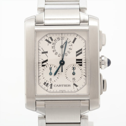Montre Cartier Tank Française - Montre Chronoflex chronographe XL en acier 58 Facettes 1