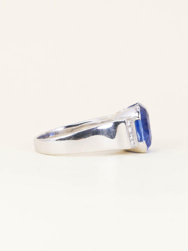 Bague 58.5 Bague cocktail en or blanc, saphir Ceylan et diamants 58 Facettes 1203.1