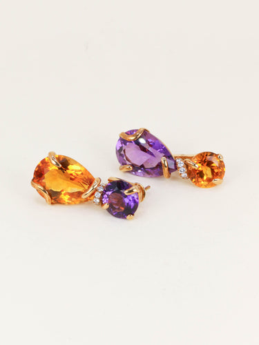 Boucles d'oreilles Chanel Vénitien - Boucles d'oreilles en or jaune, améthystes, citrines et diamants 58 Facettes 1265.4
