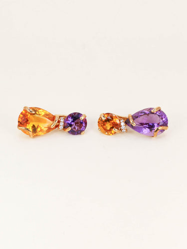 Boucles d'oreilles Chanel Vénitien - Boucles d'oreilles en or jaune, améthystes, citrines et diamants 58 Facettes 1265.4